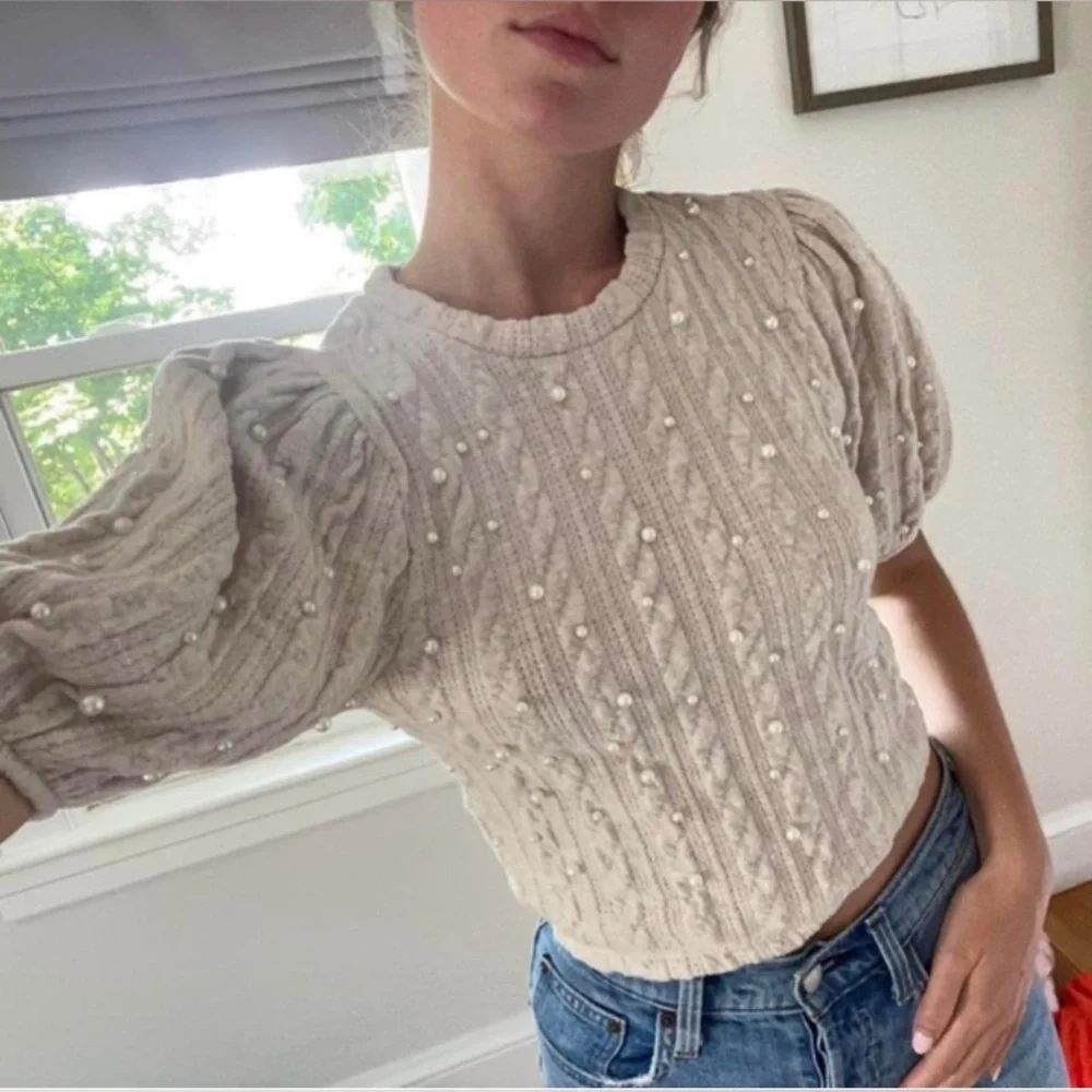 Zara Cream Puff Sleeve Top